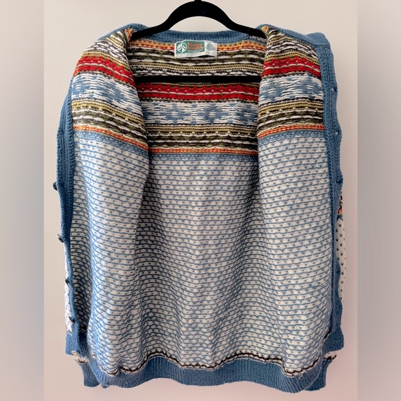 Vintage NORSK HUSFLID Hand Knit Fair Isle Wool Cardigan - Picture 4 of 5